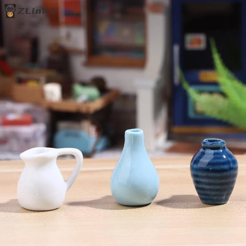 ▶1Pcs Creative 3D three-dimensional Home Decoration Magnet Dollhouse Miniature Ceramic Small Vase Model Refrigerator Sticker Zpaxo