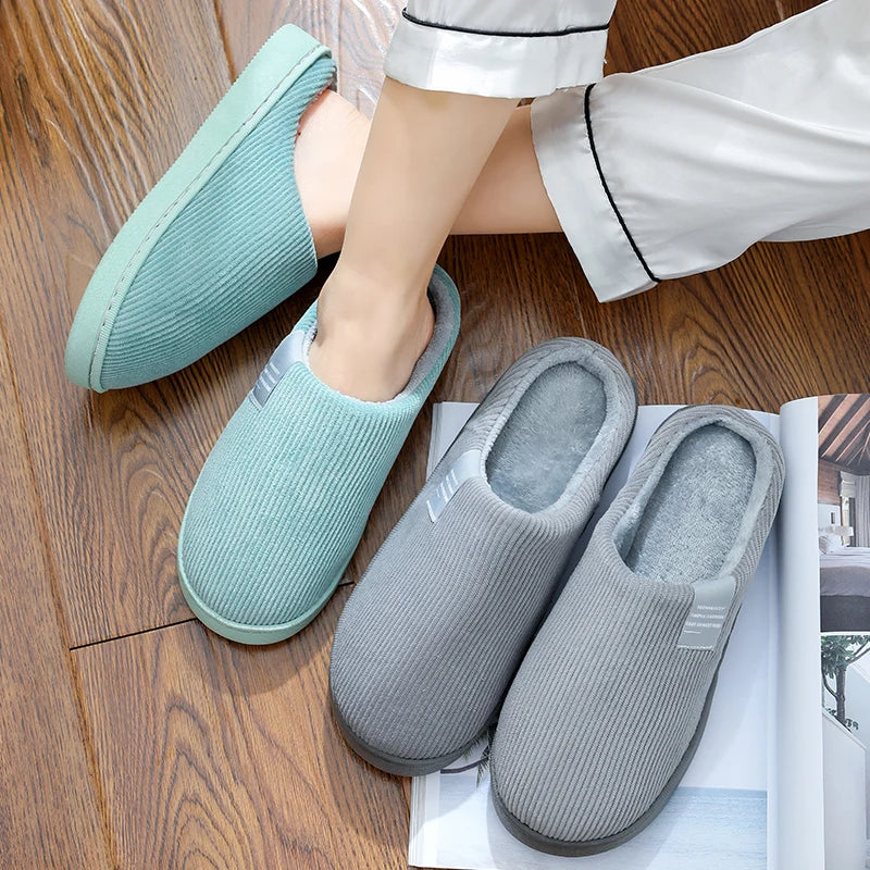 Winter Warm Fur Slippers Men Women Couples House Non-slip Soft Shoes