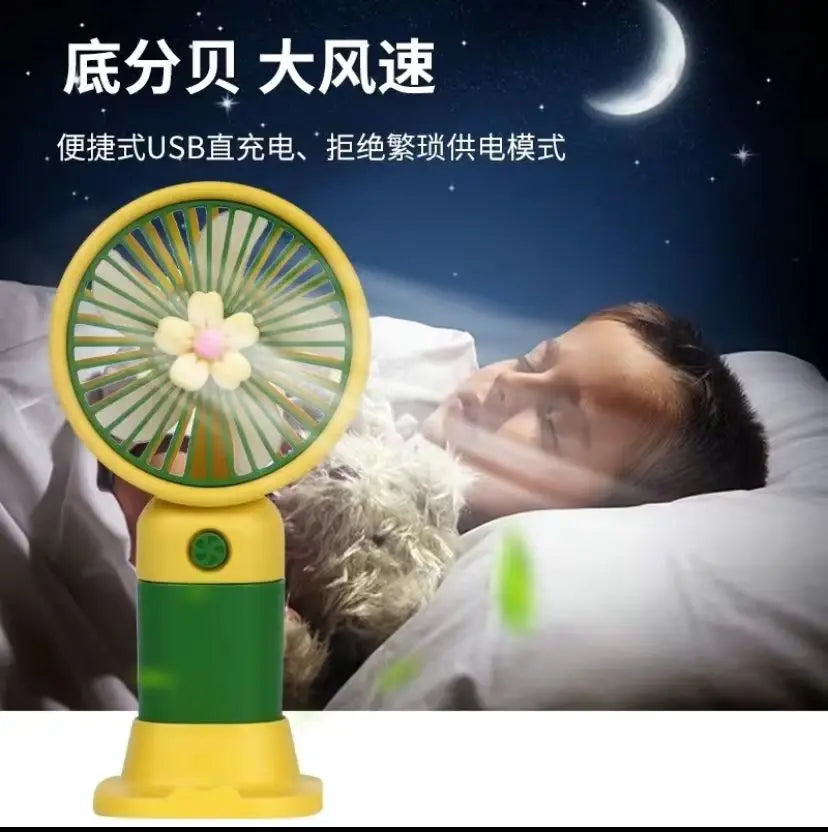Handheld Small Fan Summer Mini USB Charging 1st Gear Fan with Lazy Stand Handheld Desktop Portable Silent Student 1PC Zpaxo