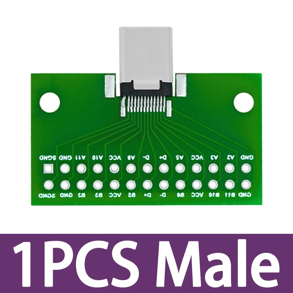 ‌USB 3.1 Gen1 Type-C Male-to-Female Adapter – 24-Pin 2.54mm Pitch Test Board with PCB for High-Speed Data Transfer Zpaxo 1pcs Male