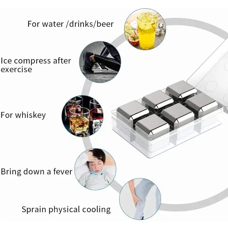 Reusable Stainless Steel Ice Cubes – No-Dilution Chilling Stones