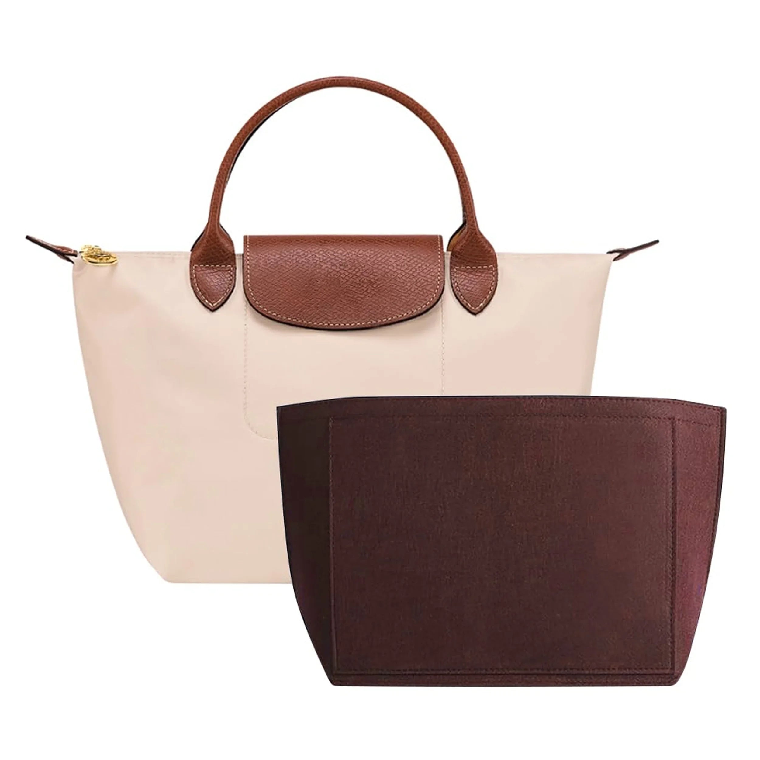 Felt Insert Bag Fits For Longchamp Handbag Liner Bag Felt Cloth Makeup Bag Support Travel Portable Insert Purse Organizer Zpaxo Coffee Medium