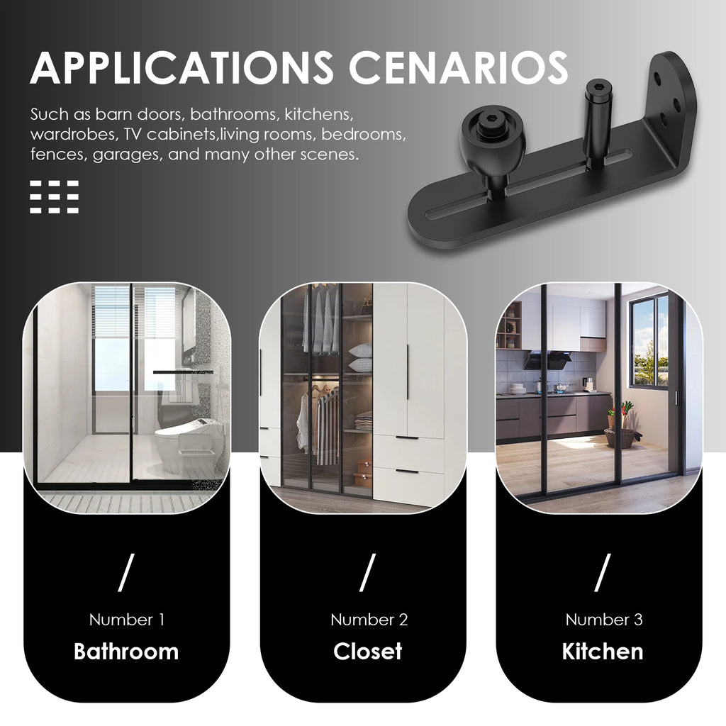 2 Pcs Adjustable Rollers Barn Door Hardware Wall Mount System Easy to Install Rounded Edge Design Flush Bottom Fit All Size Door Zpaxo