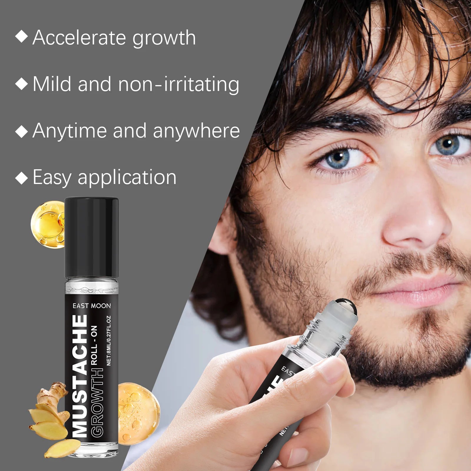Beard Care Roll-on Reduces Shedding Deeply Nourishes Thick Beard Massage Treatment Improves Smooth Styling Soft Beard Treatment Zpaxo
