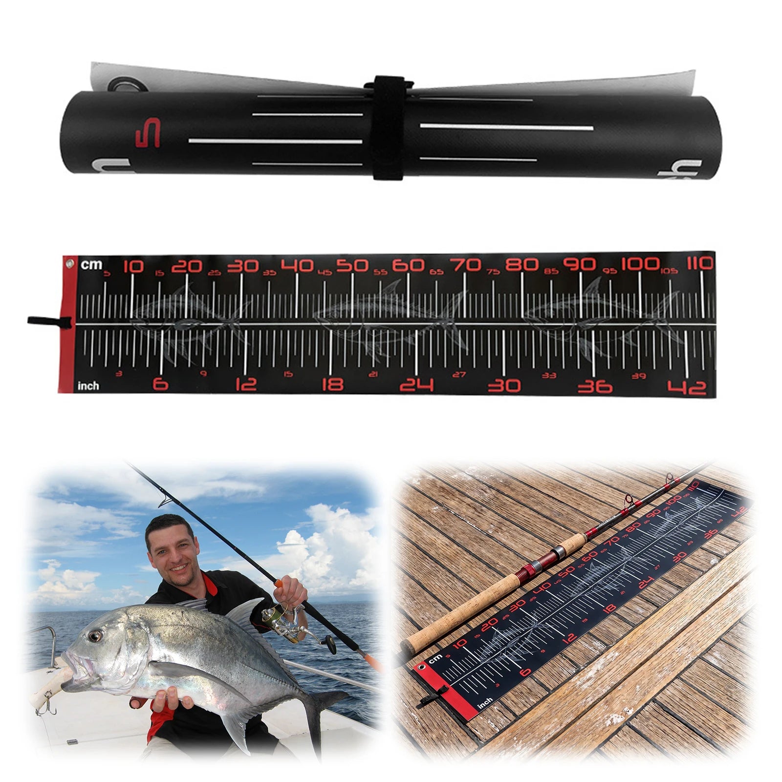 Waterproof Fish Measuring Ruler PVC Dual Scale Measure Multi-purpose