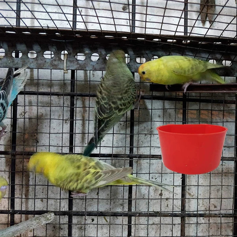 Plastic Cup Pet Birds Feeder Bowl Parrot Food Water Hanging Trough