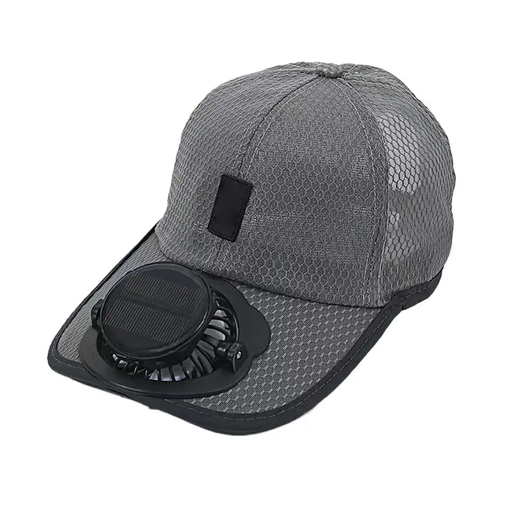 2026 Solar USB Dual Power Fan Baseball Cap Breathable Mesh Sun Protection Cooling Hat for Summer Outdoor Sports Zpaxo C