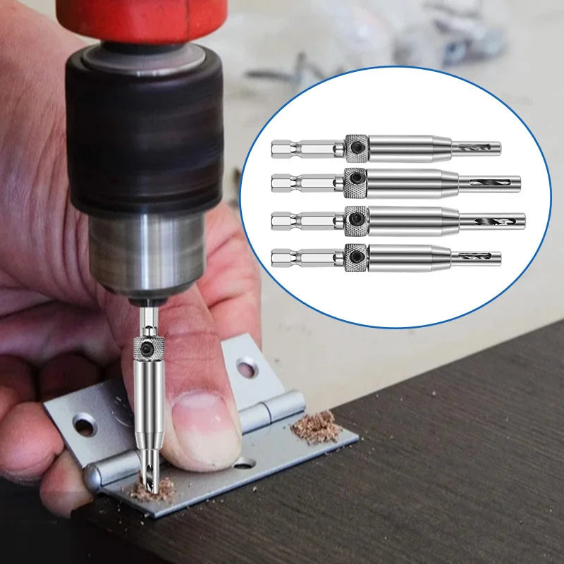 HSS Self Centering Hinge Drill Bit Positioning Hole Punching Set Door Window Cabinet Woodworking Hole Puncher Drill Bits Set Zpaxo
