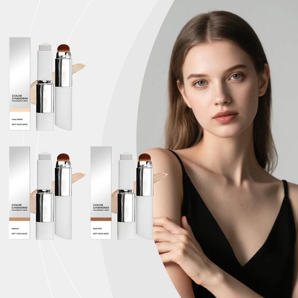 Foundation Make-Up Stick Double Head with Brush Lightweight Brighten Matte Liquid Base Sweat-Resistant Professional Cosmetics Zpaxo