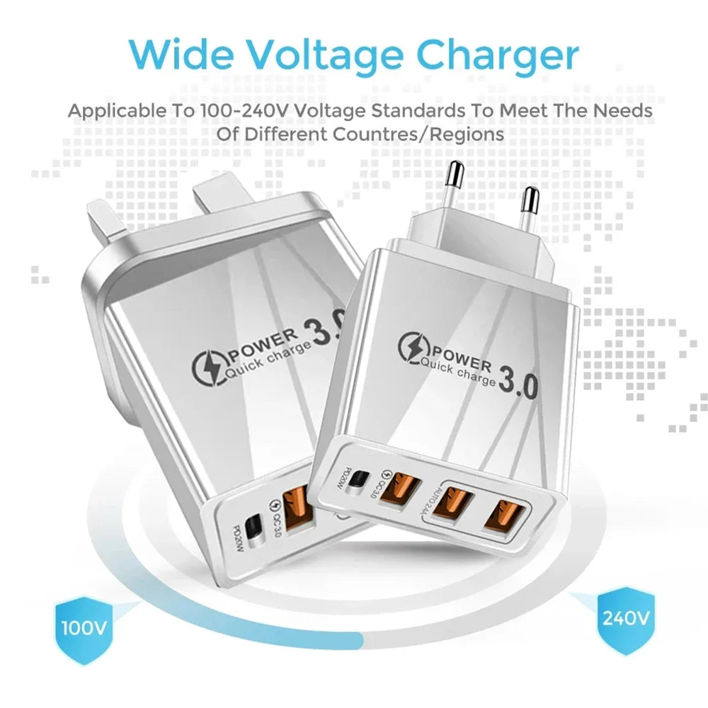 20W USB Charger QC 3.0 Type C PD Fast Charge For iPhone 12 13 Max Samsung S21 Huawei Xiaomi Mobile Phone EU/US Plug Wall Charger Zpaxo