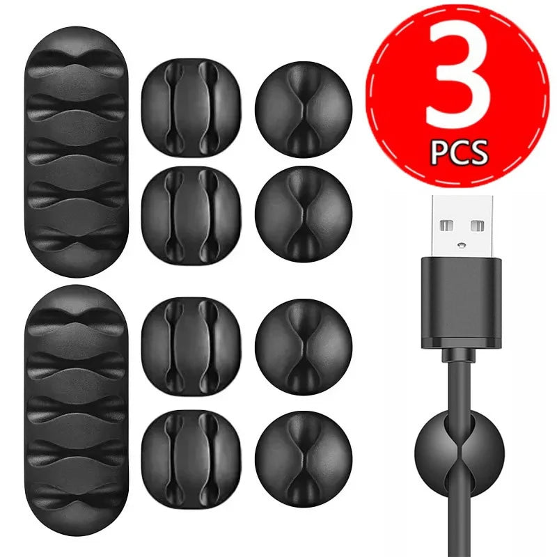 1- Silicone USB Cable Organizer Winder Desktop Tidy Management Clips Zpaxo