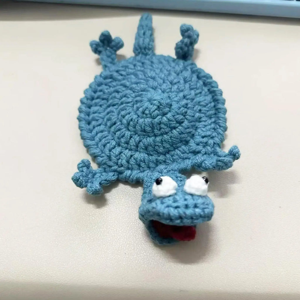 Crochet Coaster Animal-Themed Table Protection Ornament Lizard Shape Yarn Coaster for Bedroom Nightstand Birthday Party Zpaxo