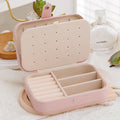 Portable Leather Jewelry Travel Organizer Box | Rings & Earrings Jewelry Travel Case Zpaxo Pink