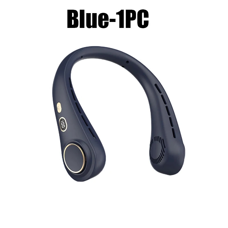 Mini Neck Fan Portable USB Rechargeable Long Standby Hands-free Zpaxo Blue 1PC