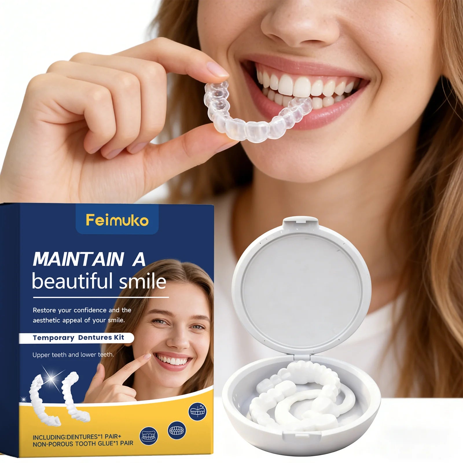 Snap On Dentures Smile Veneers Instant Smile Temporary Teeth Missing Teeth Cover Adjustable Perfect Smile Fake Teeth Resin Zpaxo