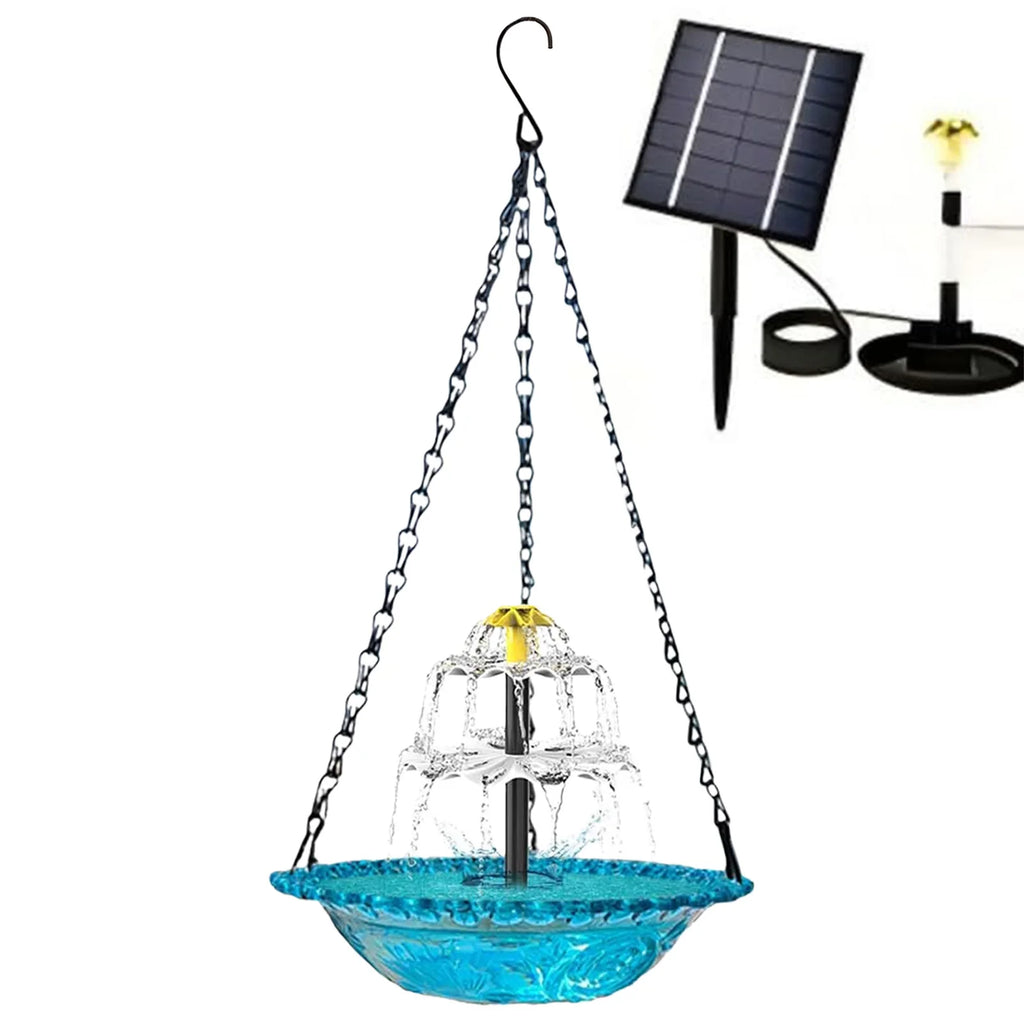 Hanging Solar Bird Bath Fountain Bird Bath Bowl with Solar Powered Pump for Outdoor Garden Backyard Patio Lawn Wildlife Feeder Zpaxo Blue