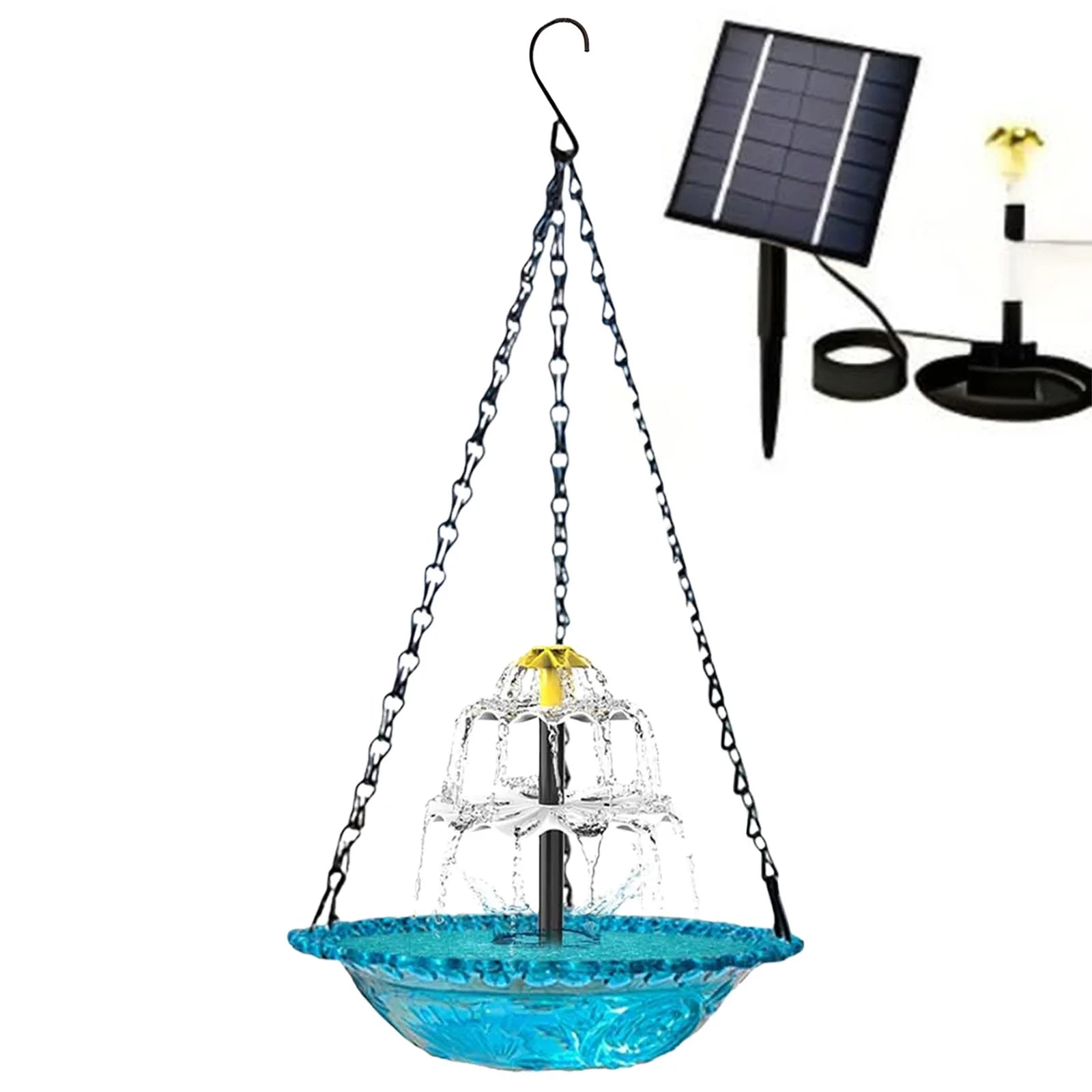 Hanging Solar Bird Bath Fountain Bird Bath Bowl with Solar Powered Pump for Outdoor Garden Backyard Patio Lawn Wildlife Feeder Zpaxo Blue