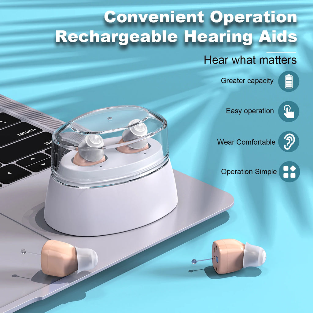 Rechargeable Hearing Amplifiers Earbuds Intelligent Noise Reduction