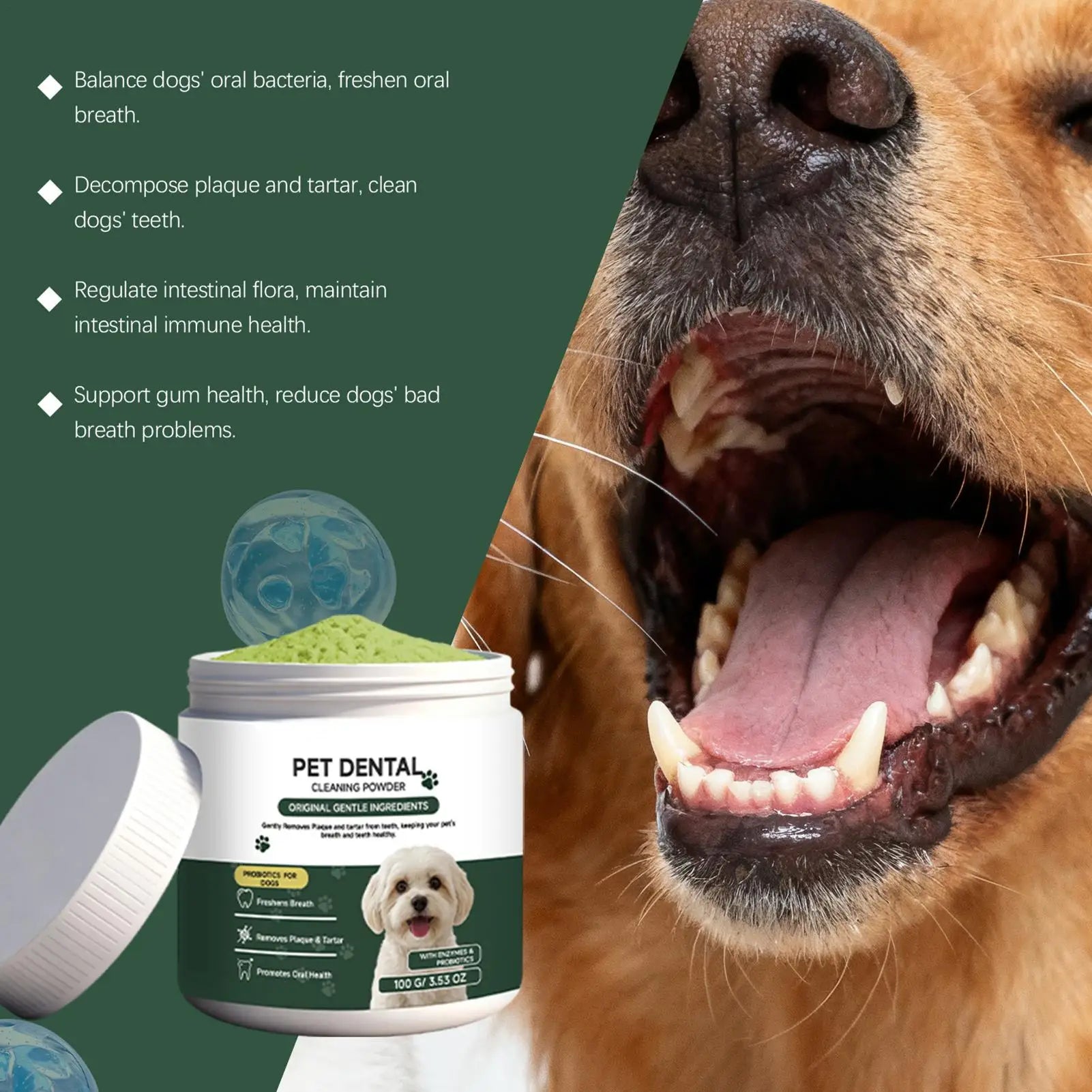 Dog Tooth Powder Freshen Breath Natural Plaque Tartar Remover