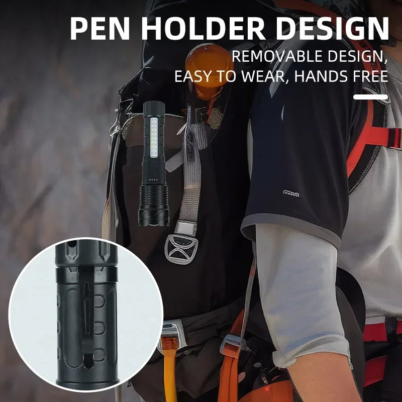 ESMARTER P50 COB LED Flashlight 1000LM Rechargeable Zoomable Torch