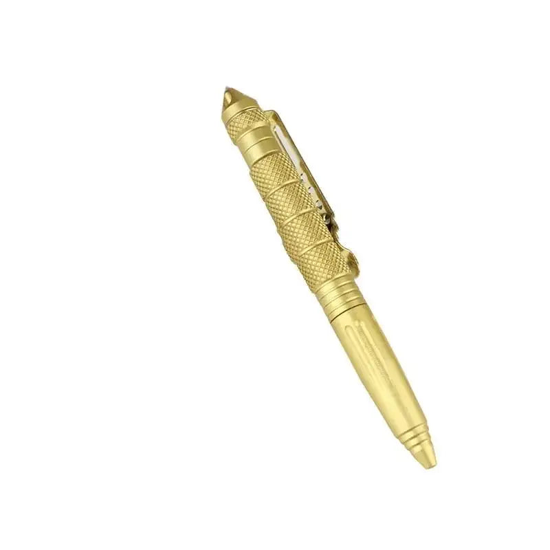 Multifunction Military Tactical Pen School Student Office Ballpoint Pens Metal Emergency Glass Breaker Self Defense EDC Supplies Zpaxo Gold