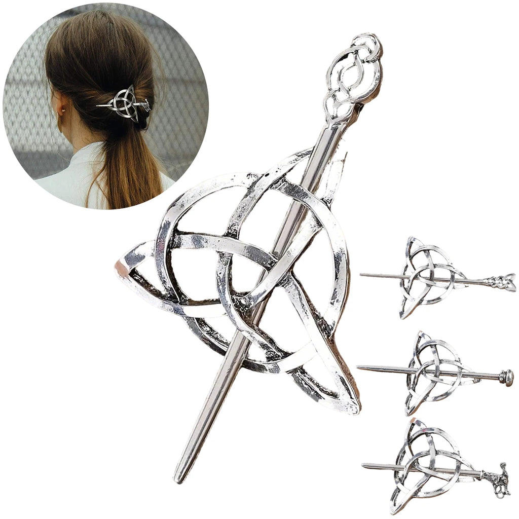 Celtic Knot Silver Hair Clips – Vintage Hair Claws for Women