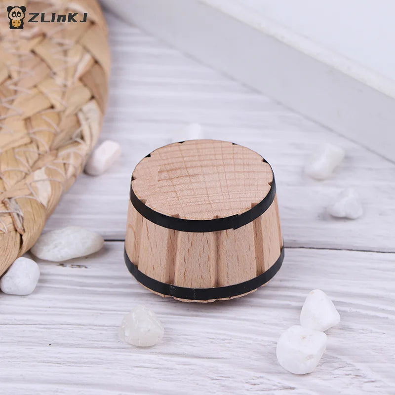 ▶1Pc 1:12 Dollhouse Miniatures Wooden Basin Wooden Barrel Furniture Accessories Zpaxo