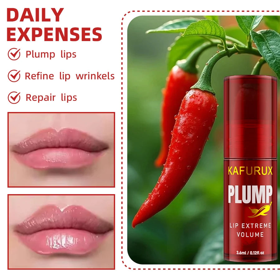 Chili Pepper Lip Plumper Oil Long Lasting Moisturizing Gloss Serum