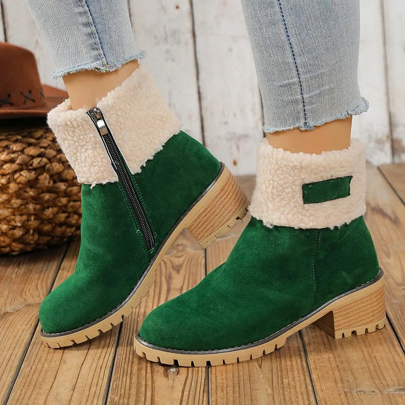 Women Snow Boots Fur Keep Warm Plush Shoes Women 2025 New Platform High Heel Ankle Boots Women Autumn Winter Lightweight Shoes Zpaxo green 43