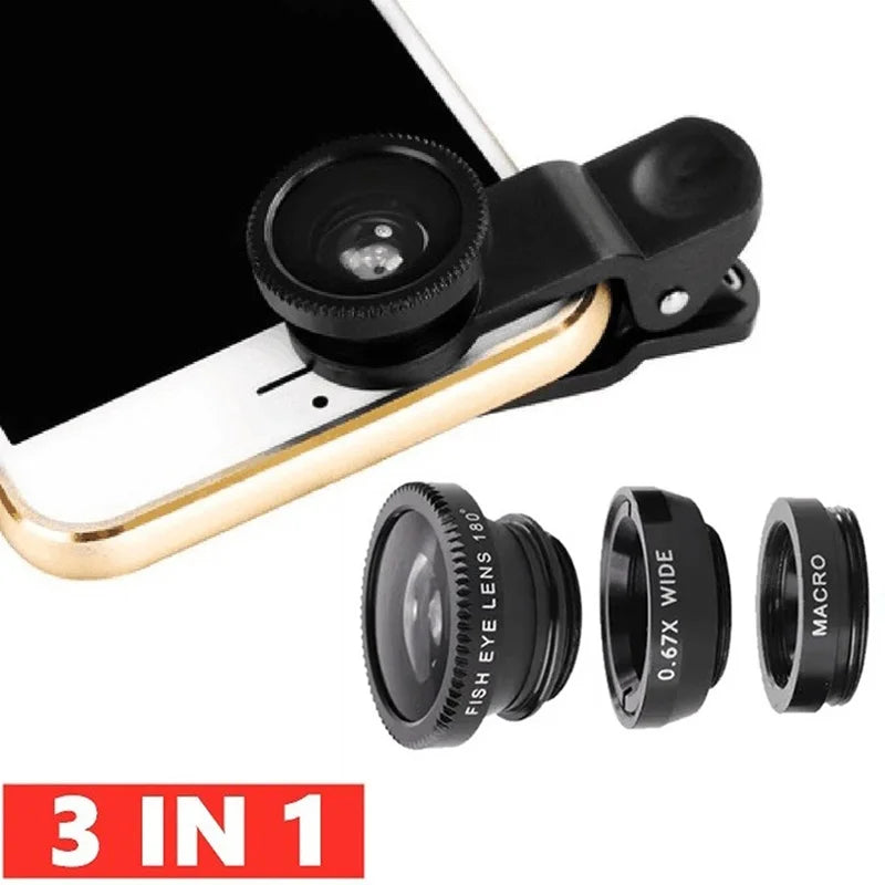 Universal 3 In 1 Fisheye Phone Lens 0.67X Wide Angle Zoom Lens Fish Eye Macro Lens Camera Kit With Phone Clip For iPhone Xiaomi Zpaxo