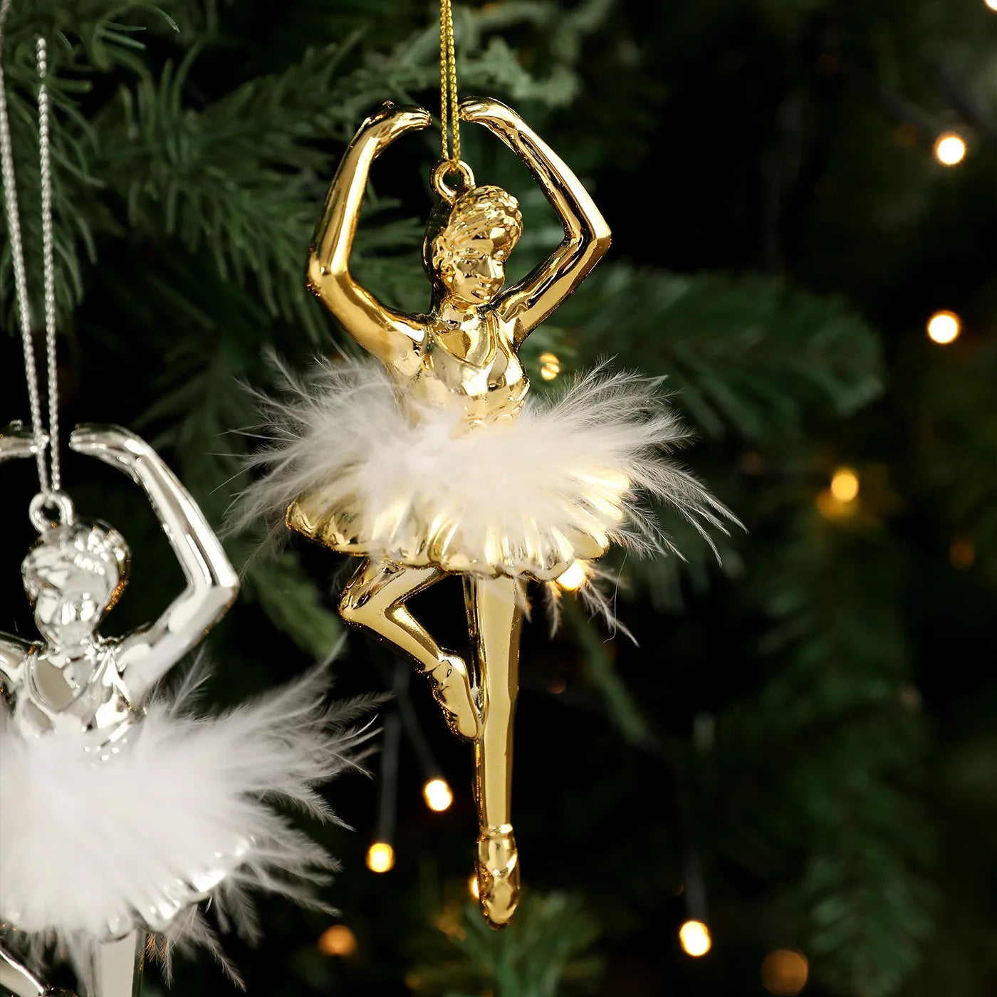 Ballet Girl Feather Christmas Tree Ornament | Festive Pendant Christmas Tree Ornament Zpaxo