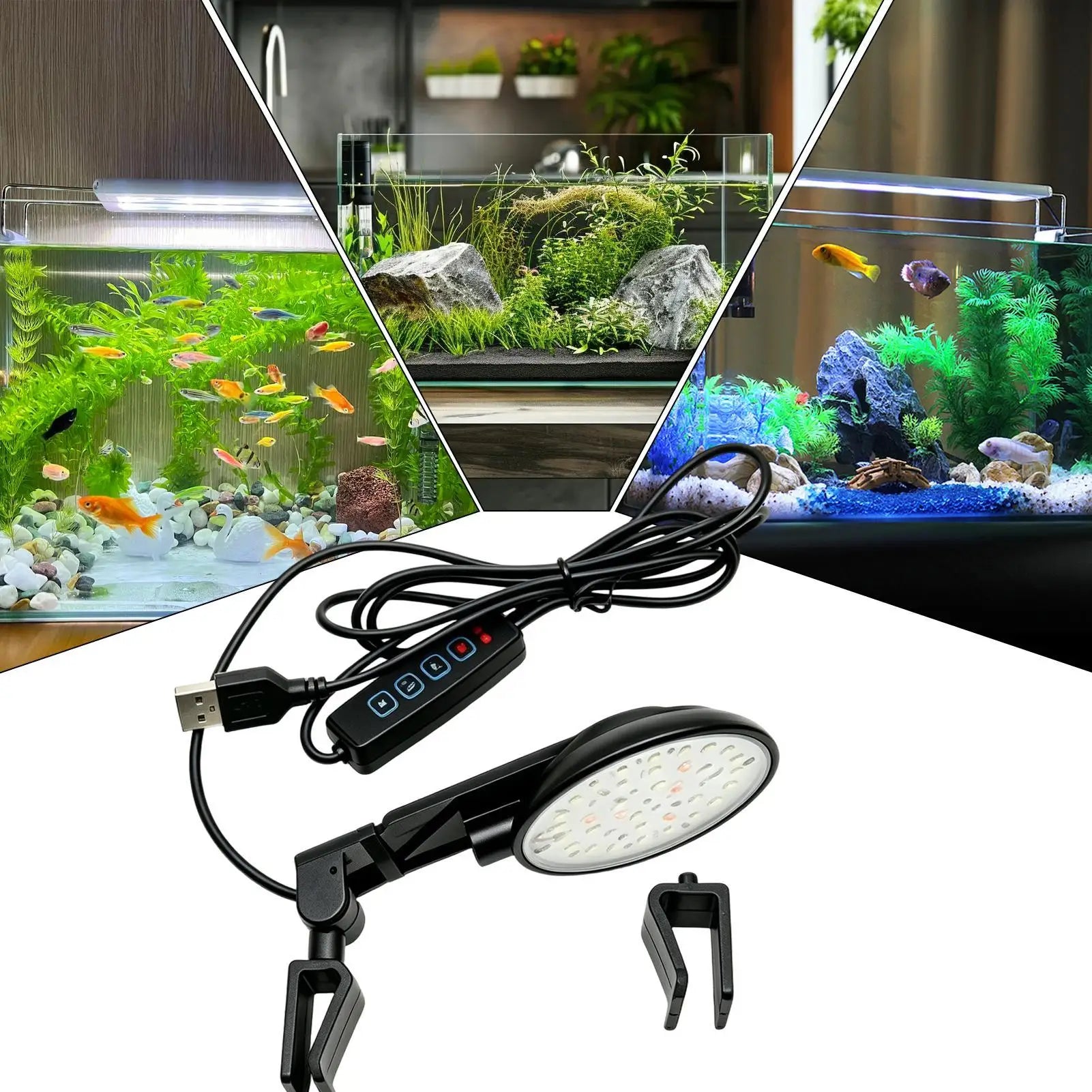 Aquarium Led Light Waterproof Clamp-on Anti-glare Lamp Adjustable