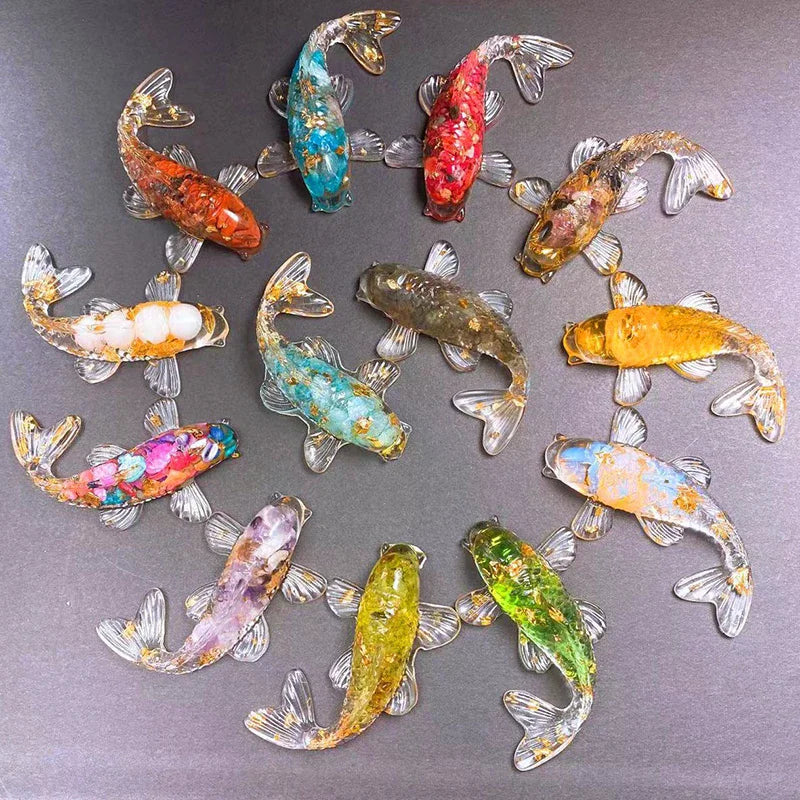 Crystal Stone Gravel Lucky Koi Fish Figurine Resin Mini Quartz Fancy Zpaxo