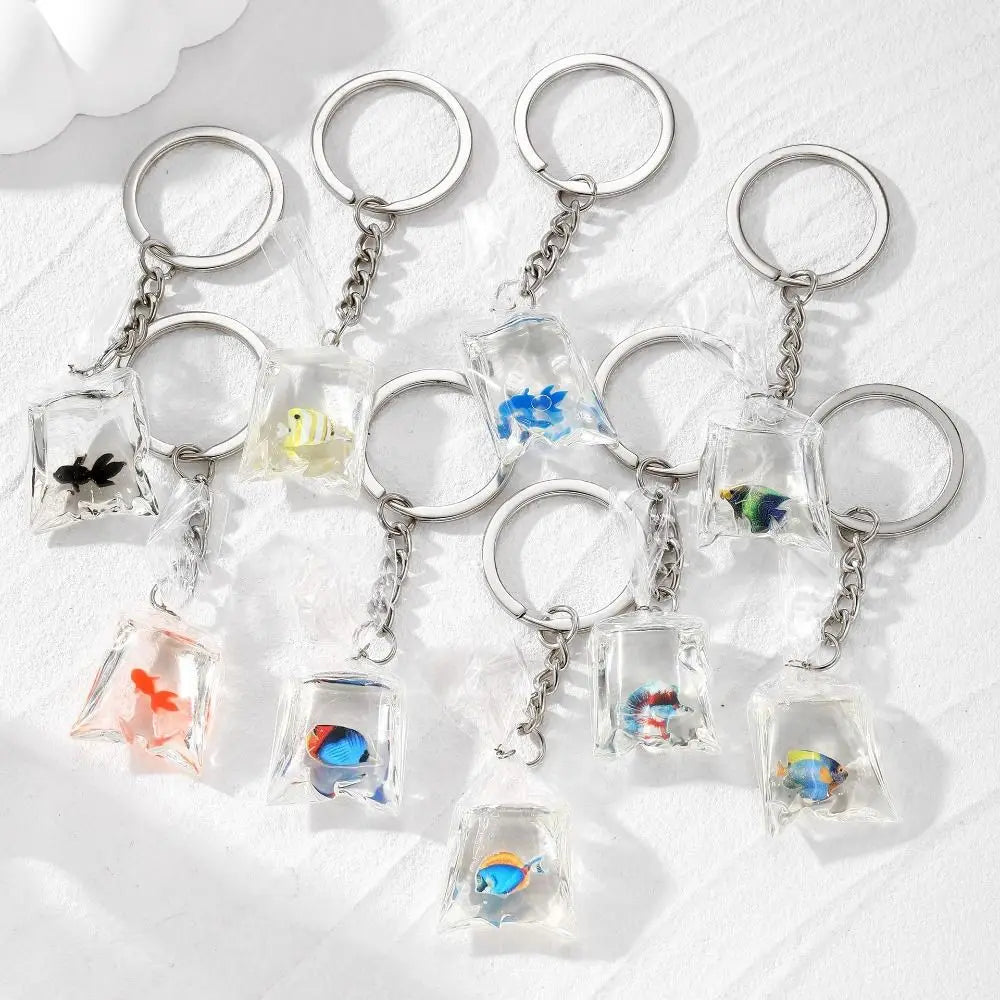 Fish Goldfish Keychain Imitation Water Bag Transparent Small Fish Keyring Creative Funny Small Fish Pendant Kid Toy Zpaxo