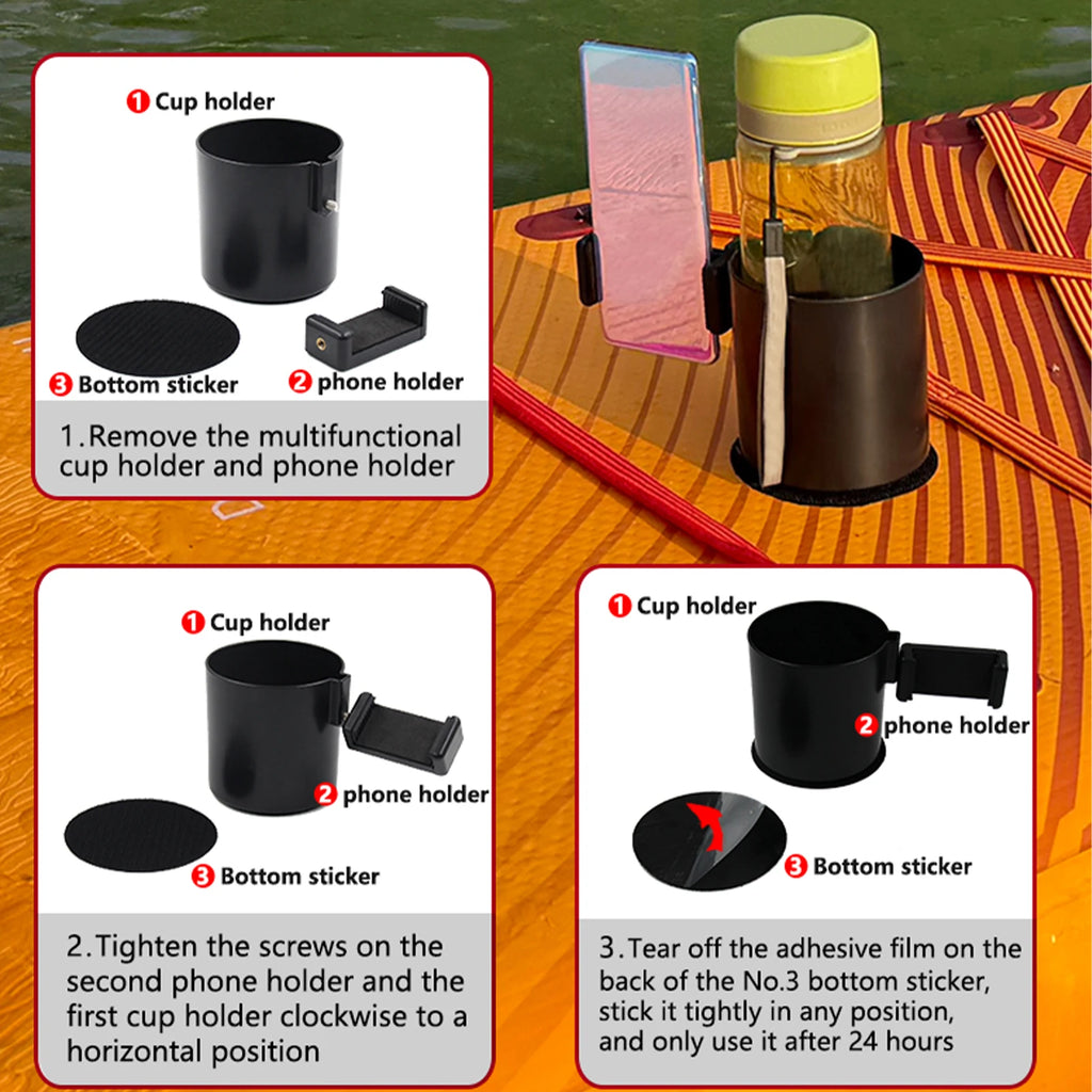 2-in-1 Kayak Cup Holder Accessories Multi-functional Beverage Rack