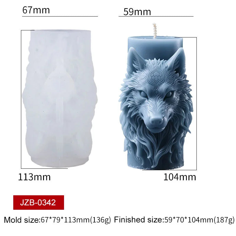 Wolf Skull Eagle Head Silicone Candle Mold 3D Roaring Animal Head Soap Wax Aroma Plaster Making Resin Mold Home Decor Zpaxo Wolf