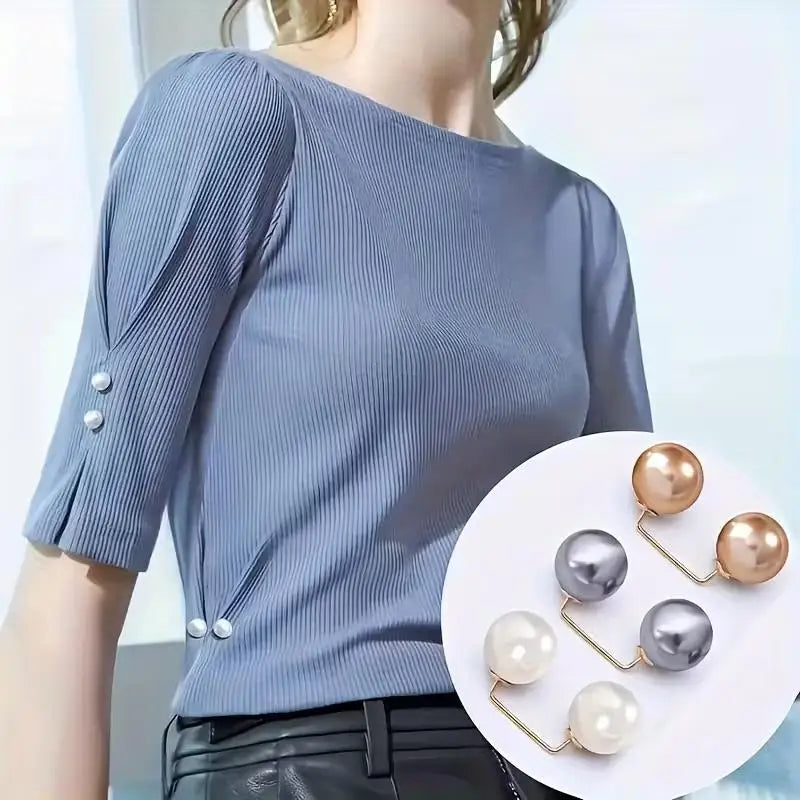6pcs Pearl Brooch Pins – Non-Slip Safety for Dress Cinching, Collar & Scarf, 1.09 cm Fashion Button Zpaxo