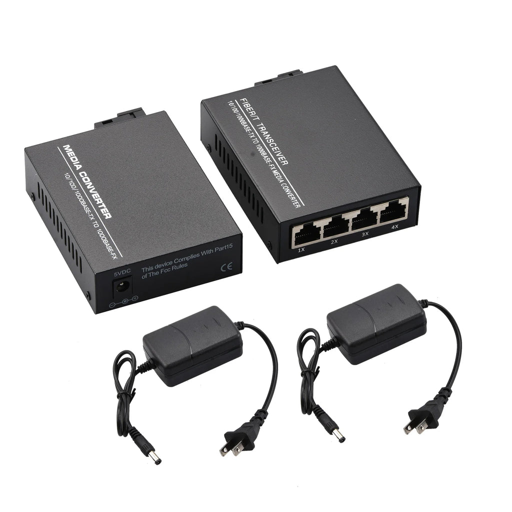 10 100 1000Mbps 1Port 4Ports Ethernet Fiber Optic Media Converter