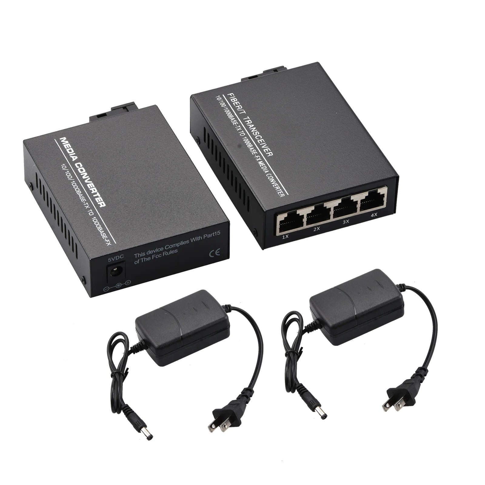 10 100 1000Mbps 1Port 4Ports Ethernet Fiber Optic Media Converter