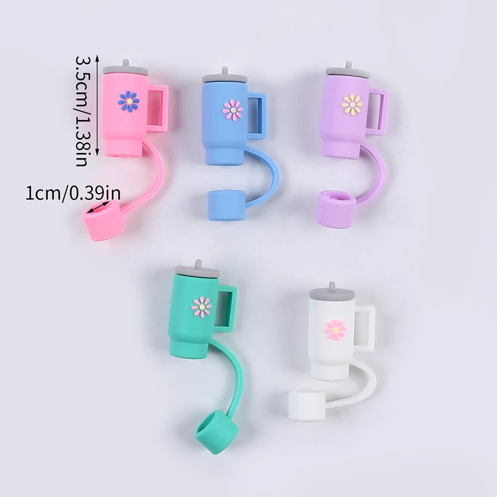 5Pcs Silicone Straw Covers Cap for Stanley 30&40 Oz Flower Straw Toppers 10mm Dust-Proof Caps Tumbler with Handle Zpaxo 5Pcs