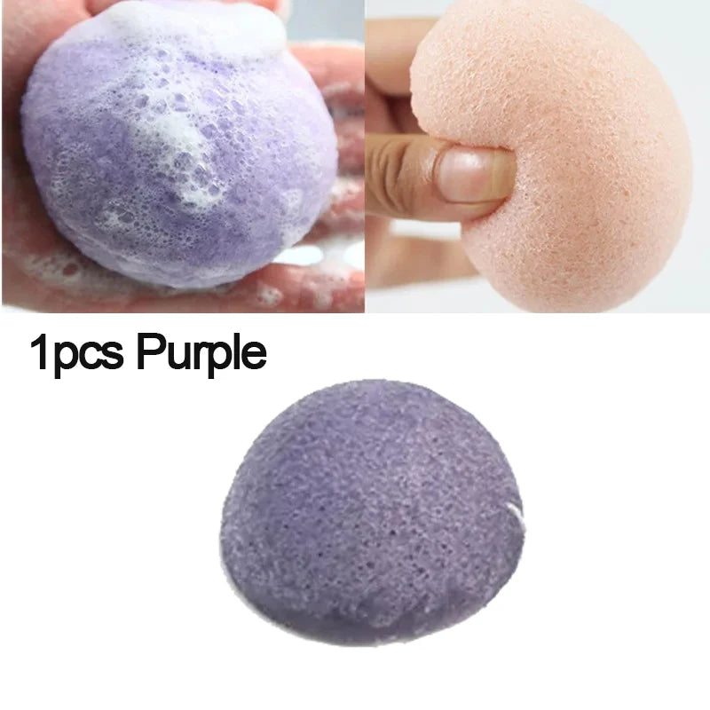 1/4pcs Konjac Sponge Beauty Essentials 100% Natural Konjac Puff Facial Pore Wash Cleaning Sponge Puff Face Skin Care Makeup Tool Zpaxo 1pcs Purple