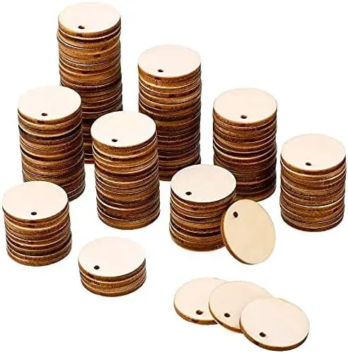 Unfinished Wood Circle Pendants 50/100 Pcs – Round Wooden Discs Wood Craft Blanks Zpaxo