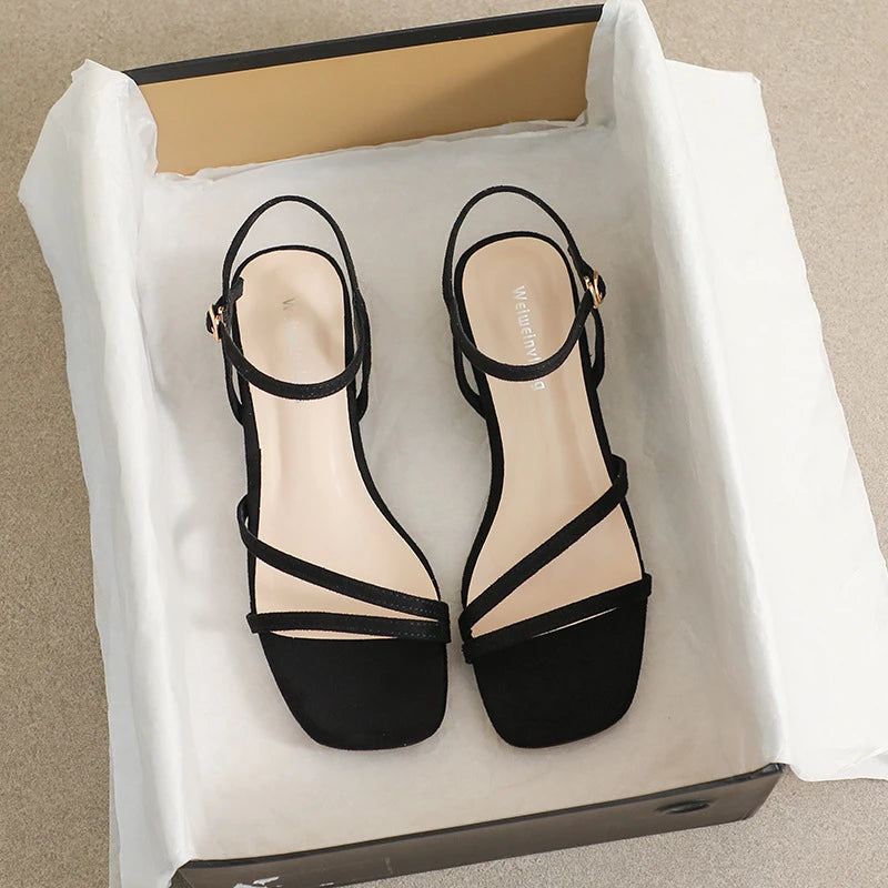 Women One Strap Sandals 2026 Korean Simple French Ankle Flat Slide Zpaxo