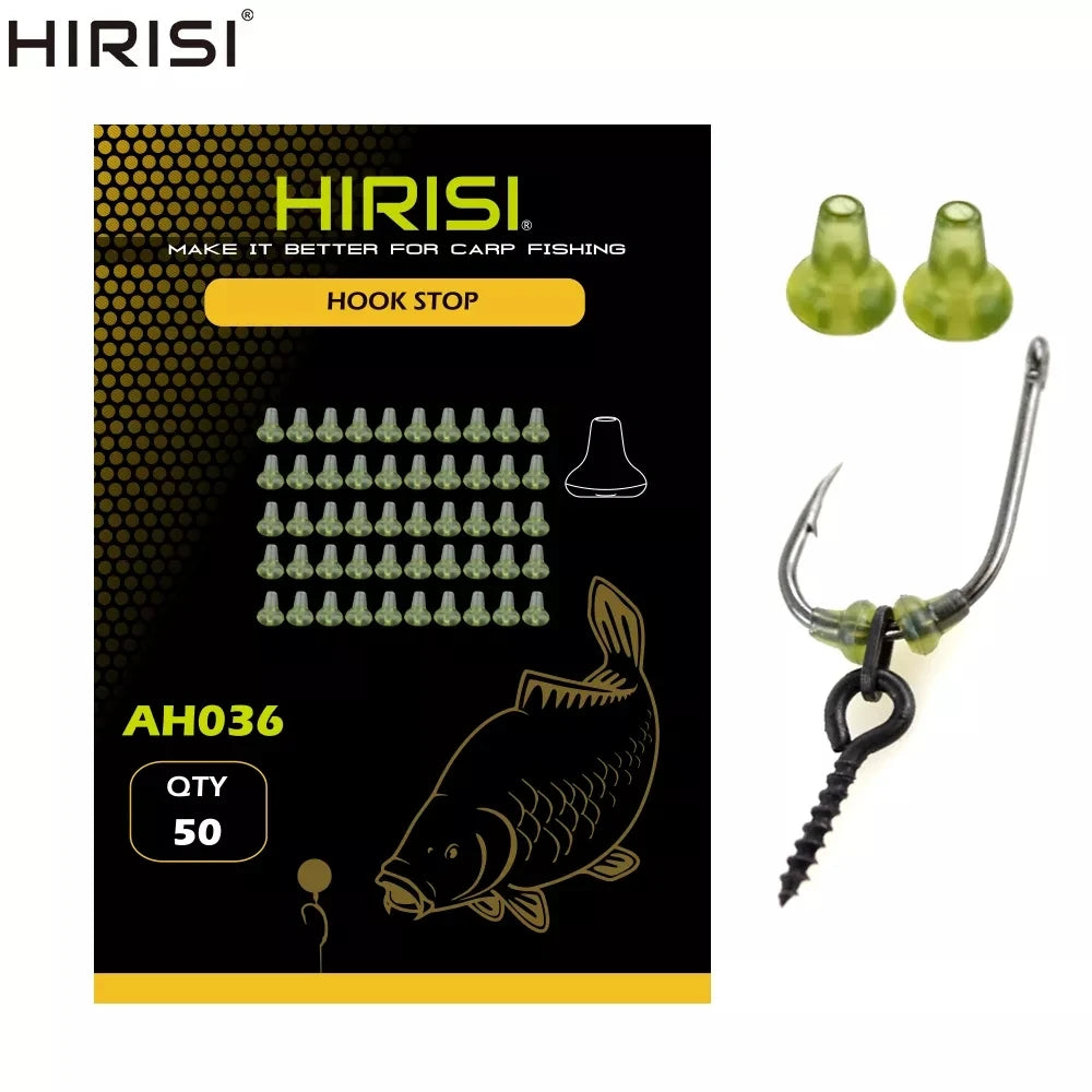 Hirisi 50pcs Rubber Fishing Rigs Fish Hook Stopper Terminal Tackle Accessories AH036 Carp Fishing Positioning Bead Buffer Beans Zpaxo
