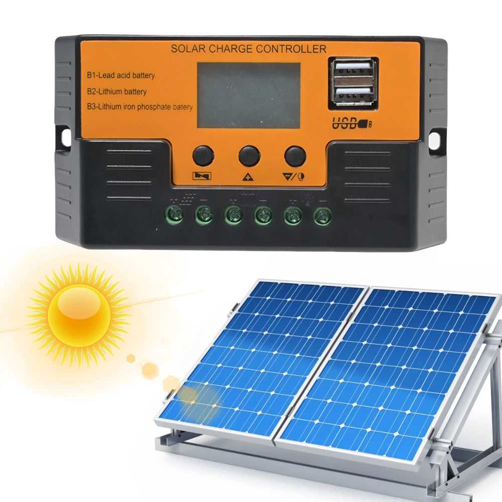 Solar Regulator 12V/24V 30A 20A 10A Solar Charge Controller Battery Charger LCD Display Dual Output USB 5V Solar Panel Controlle Zpaxo