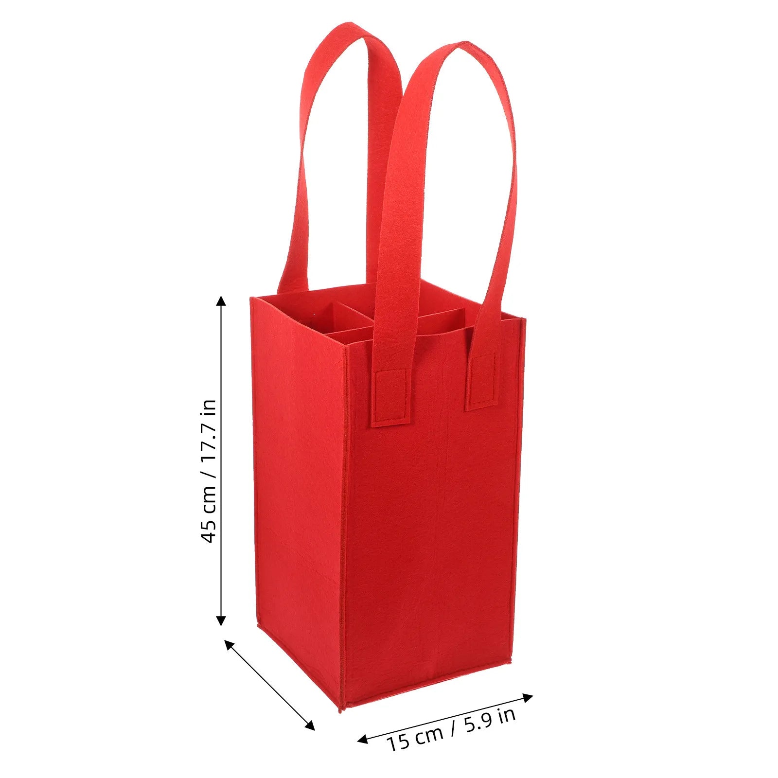 Red Wine Bag Felt Bottle Carrier Holds 4 Bottles Reusable Portable