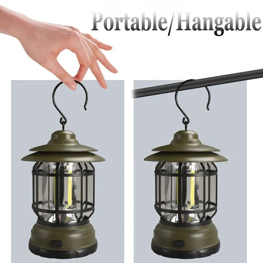 POCKETMAN Retro LED Camping Lantern – Waterproof Hanging Light