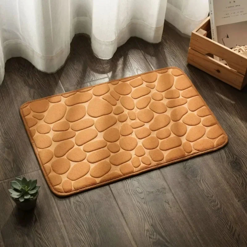 Non Slip Bathroom Absorbing Bath Mat Cobblestone Embossed Mat Floor Rug Shower Room Doormat Memory Foam Cobblestone Mat 40X60CM Zpaxo