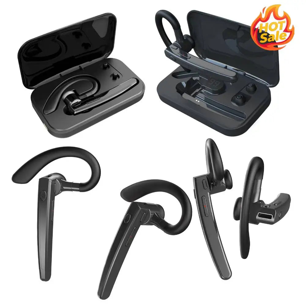 BT 5.4 Open Ear Wireless Earpiece with LED Power Display Built-in Microphone Long Battery for Office Trucker Driving Business Zpaxo