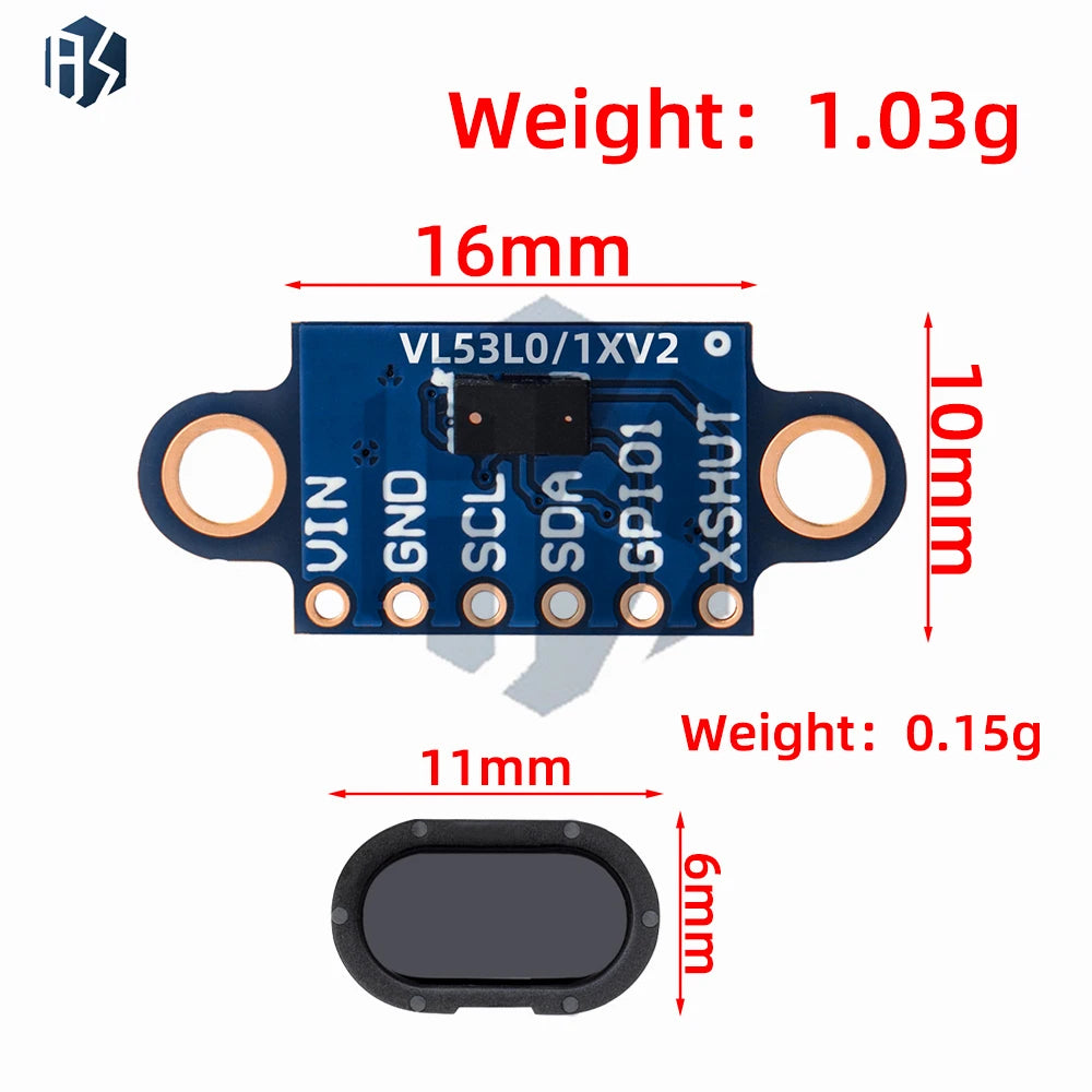 VL53L0/VL53L3CX ToF Distance Sensor, 3M 940nm IR I2C High Precision Rangefinder for Arduino Zpaxo